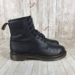 Dr Martens 1460 Y Black Leather Lace Up‎ Zip Boots Womens Size 7 USL 38 EU